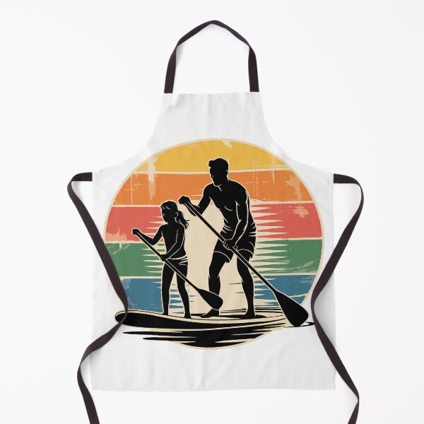 Item preview, Retro Paddleboarding Sunset – Vintage SUP Silhouette with Woman and Child designed and sold by VividOrganica.