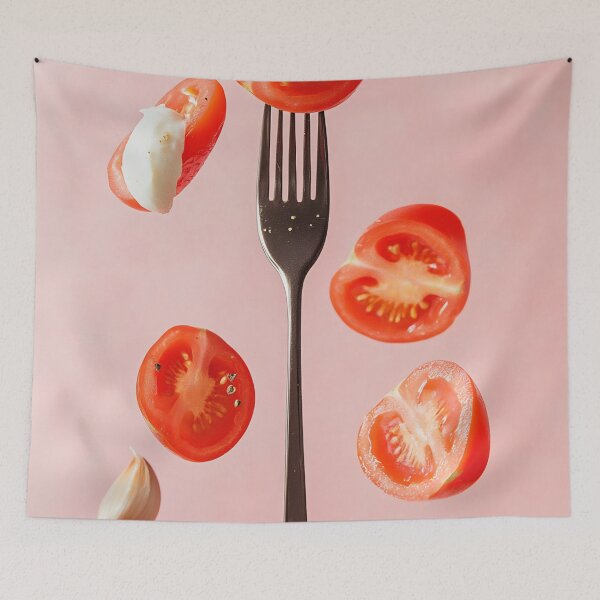 Item preview, Floating tomatoes and cheese on fork designed and sold by anytka.