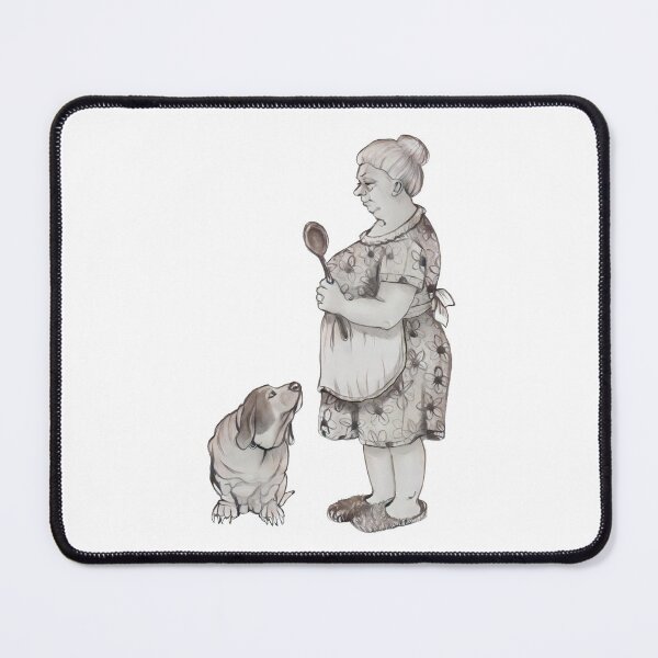 Item preview, Bassett Hounds with Grandmother Holding Wooden Spoon designed and sold by JoyfulWhimsy.