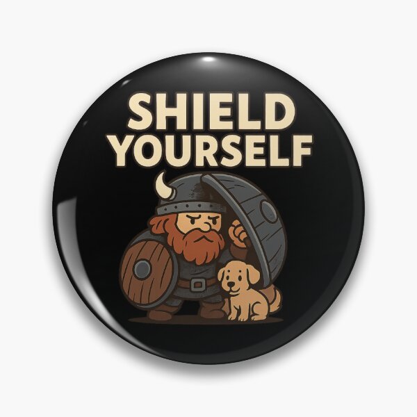 Item preview, Shield Yourself – Viking Warrior & Puppy Illustration designed and sold by Mythborn Saga.