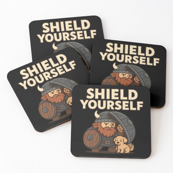 Item preview, Shield Yourself – Viking Warrior & Puppy Illustration designed and sold by Mythborn Saga.