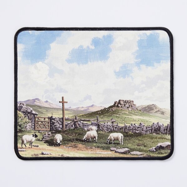 Item preview, Sheep Grazing near Hound Tor & Greater Rocks(watercolour + AI) designed and sold by artsmeow.