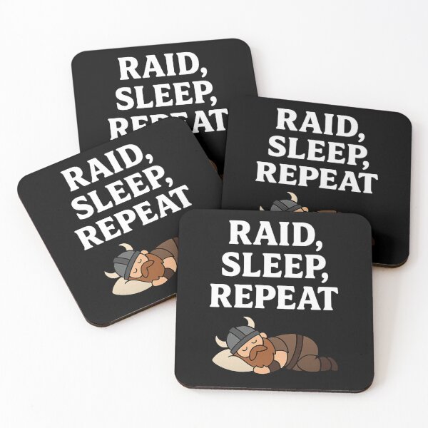 Item preview, Raid, Sleep, Repeat – Norse Humor & Gamer Tee designed and sold by Mythborn Saga.
