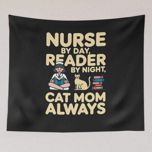 Item preview,  Nurse by Day, Reader by Night, Cat Mom Always – Funny Nurse Cat Mom Book Lover designed and sold by WowChik.