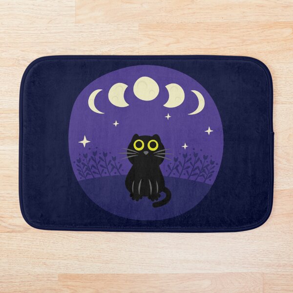 Item preview, Black Cat under Moon Phases - Mystical Night Meadow Design designed and sold by fishdesigns.