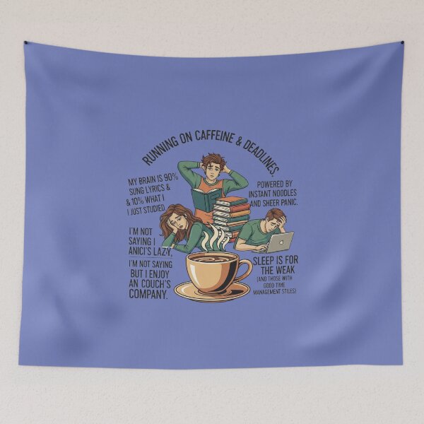 Item preview, Running On Caffeine & Deadlines Funny Vintage College Tee designed and sold by karim38.