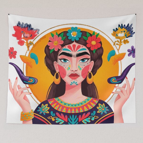 Item preview, Halloween Portrait Inspired by Frida Kahlo and Mexican Folk Art designed and sold by  Ojo de Lilith.
