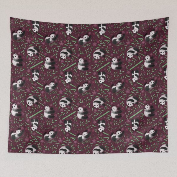Item preview, Pandas Tumbling in Leaves Pattern designed and sold by DayDesigns2025.