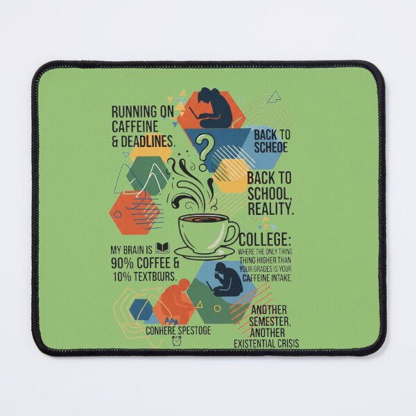 Item preview, Running On Caffeine & Deadlines Funny Vintage College Tee designed and sold by El malah.