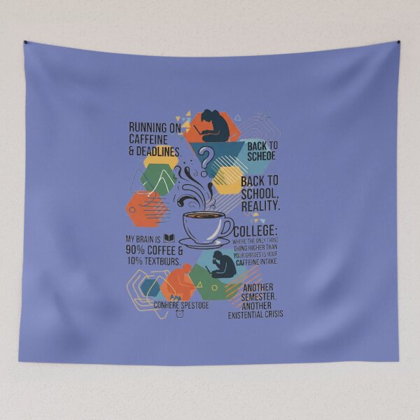 Item preview, Running On Caffeine & Deadlines Funny Vintage College Tee designed and sold by El malah.