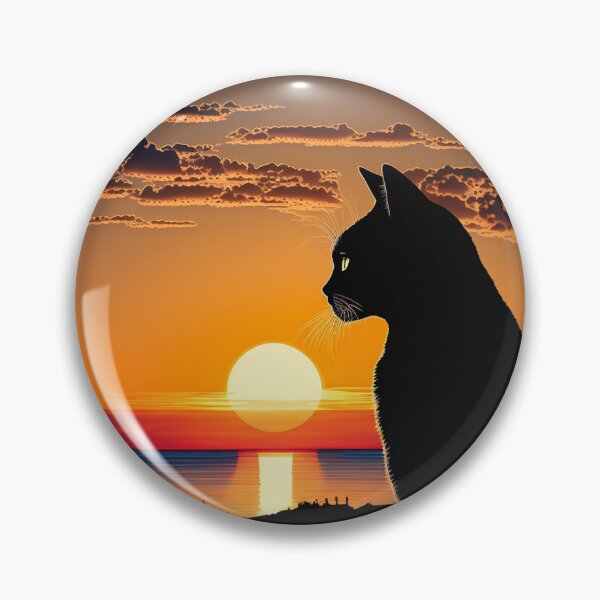 Item preview, Cat Silhouette Watching Golden Sunset designed and sold by Apex Designs.