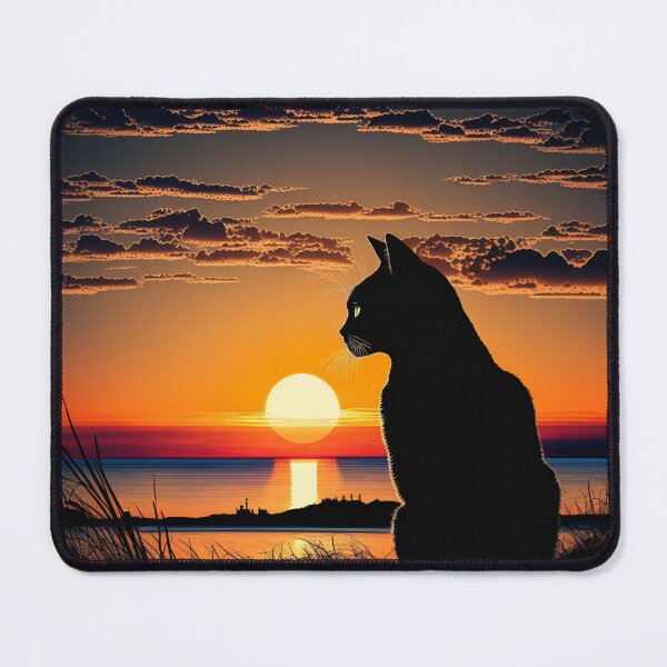 Item preview, Cat Silhouette Watching Golden Sunset designed and sold by Apex Designs.