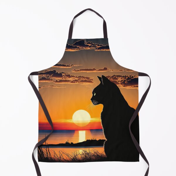 Item preview, Cat Silhouette Watching Golden Sunset designed and sold by Apex Designs.