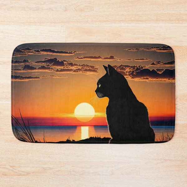 Item preview, Cat Silhouette Watching Golden Sunset designed and sold by Apex Designs.