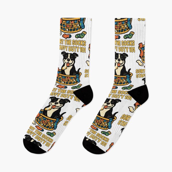 Item preview, Staffy Duty 101 Sort the Socks Funny Laundry Design designed and sold by BestFriendTees.