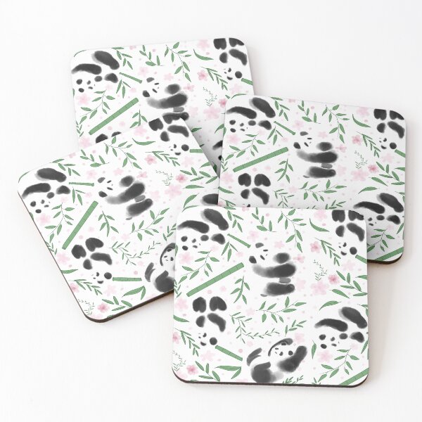 Item preview, Pandas Tumbling in Leaves in White designed and sold by DayDesigns2025.