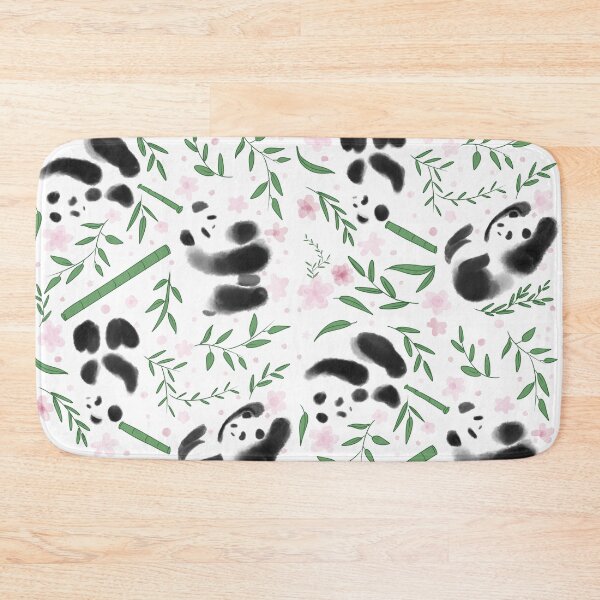 Item preview, Pandas Tumbling in Leaves in White designed and sold by DayDesigns2025.