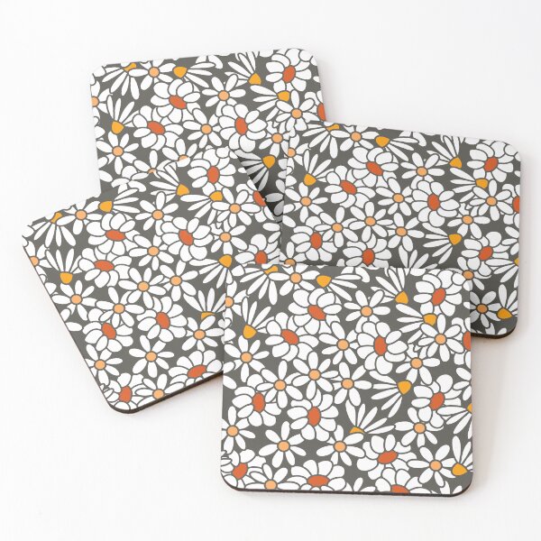 Item preview, Daisy White Flowers on Black Background Pattern designed and sold by Farissa Designs.