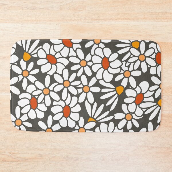 Item preview, Daisy White Flowers on Black Background Pattern designed and sold by Farissa Designs.