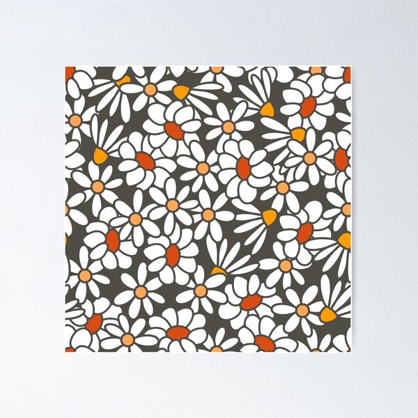 Item preview, Daisy White Flowers on Black Background Pattern designed and sold by Farissa Designs.
