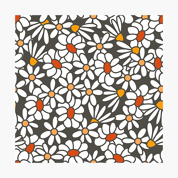 Item preview, Daisy White Flowers on Black Background Pattern designed and sold by Farissa Designs.
