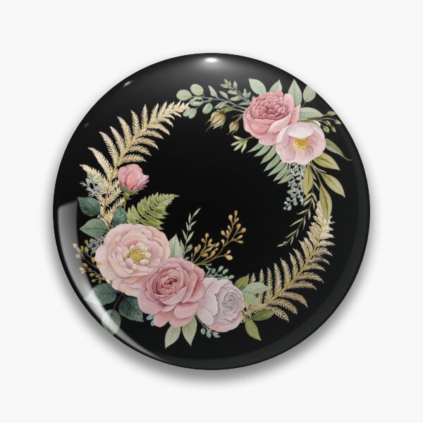 Item preview, Elegant Victorian Floral Wreath – Watercolor Roses, Peonies & Ferns with Gold Accents designed and sold by VividOrganica.