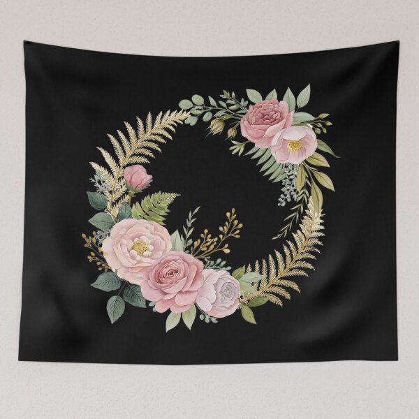 Item preview, Elegant Victorian Floral Wreath – Watercolor Roses, Peonies & Ferns with Gold Accents designed and sold by VividOrganica.