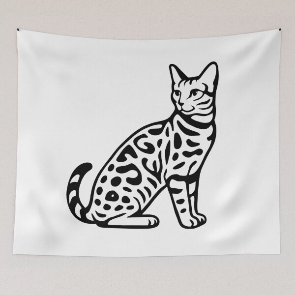 Item preview, Bengal Cat – Bold Black and White Vector Illustration designed and sold by blaze_art.