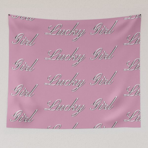 Item preview, Lucky Girl Sticker & Design – Pink Aesthetic Chrome Script Typography designed and sold by emma.designs.