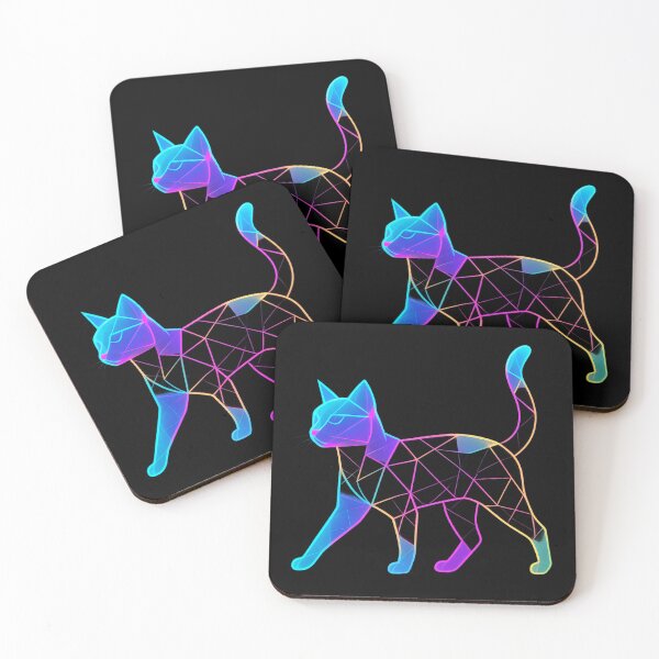 Item preview, Geometric neon cat modern designed and sold by Darklibra.