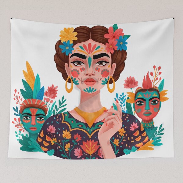 Item preview, Halloween Portrait Inspired by Frida Kahlo and Mexican Folk Art designed and sold by  Ojo de Lilith.