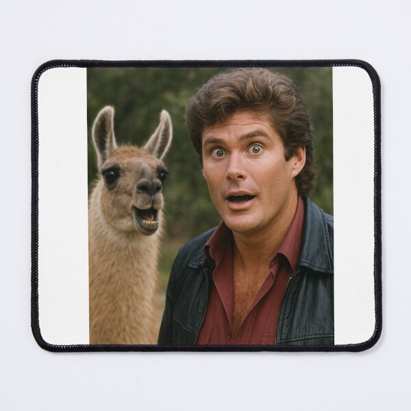 Item preview, David hasselhoff llama selfie photobomb birthday funny prank meme gift weird designed and sold by CheeseBlueprint.