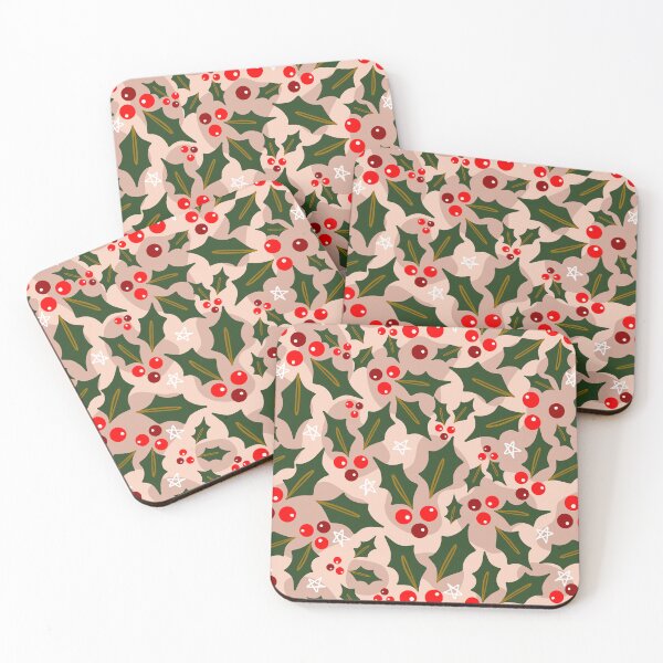 Item preview, Holiday Winter Berries and Leaves Pattern designed and sold by Farissa Designs.