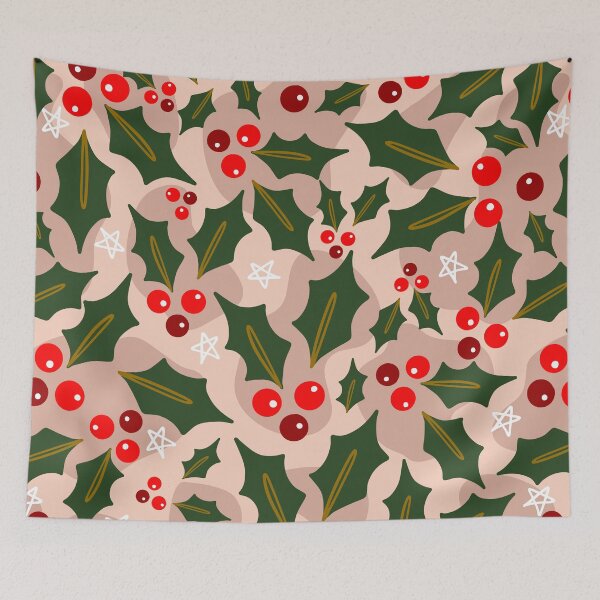 Item preview, Holiday Winter Berries and Leaves Pattern designed and sold by Farissa Designs.