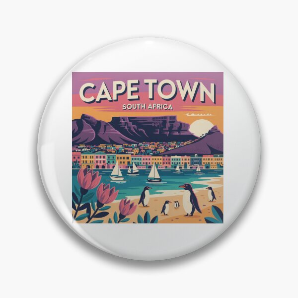 Artikelvorschau, Kapstadt, Südafrika, Vintage-Design – Berg- und Küstenstadt-Kunstwerk entworfen und verkauft von GRAPHIX444.