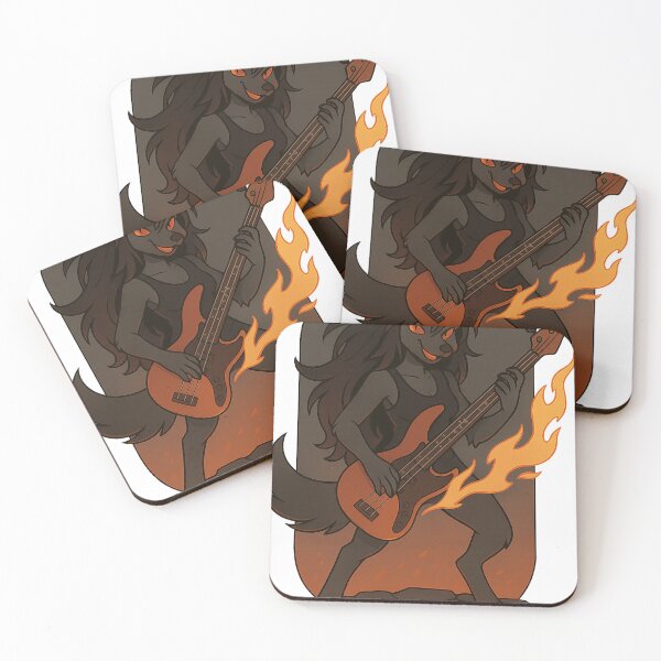 Item preview, Infernal Wolf Bassist – Fiery Furry Rock Art designed and sold by CaliLuminos.