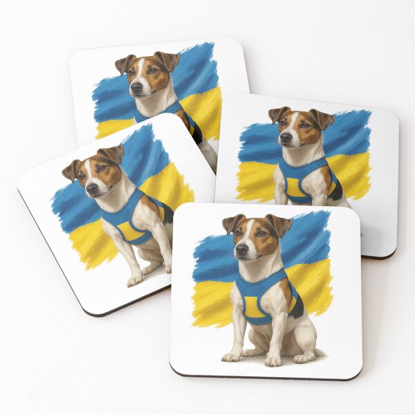 Item preview, Brave Jack Russell with Ukrainian Flag – Realistic 3D Dog Art designed and sold by NeonCore.