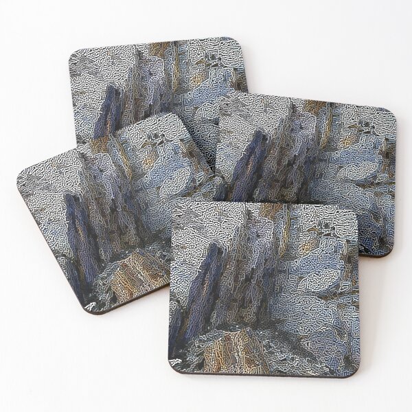 Item preview, Multicoloured stencil rock face abstract designed and sold by stevepaint.