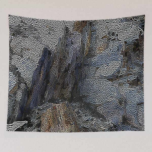 Item preview, Multicoloured stencil rock face abstract designed and sold by stevepaint.