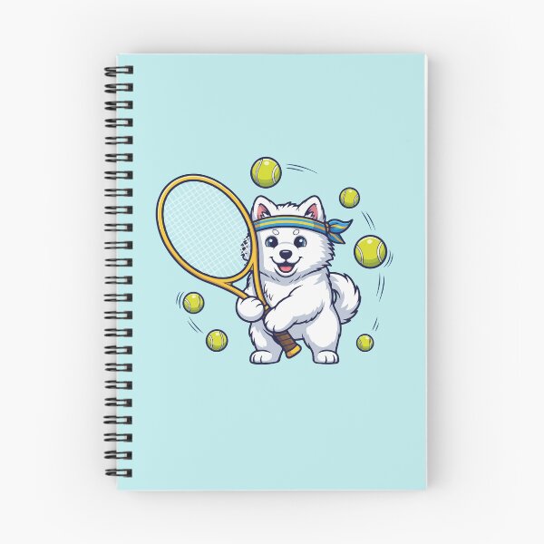 Item preview, Cute Samoyed Playing Tennis – Sporty Puppy Cartoon designed and sold by The Real Life Symphony.