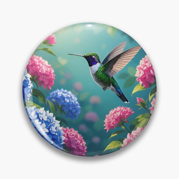 Item preview, Hydrangea Flower Garden with Hummingbird designed and sold by Ciervo Primavera.