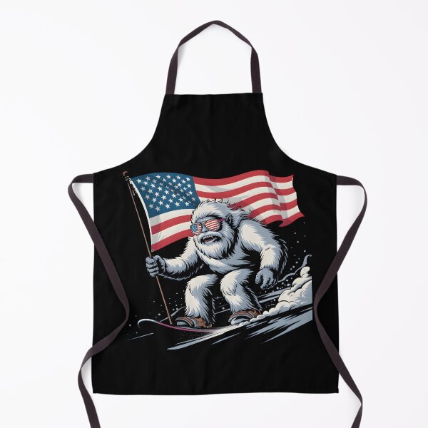 Item preview, Patriotic Snowboarding Yeti with American Flag USA Cool Bigfoot Design designed and sold by martindesignden.