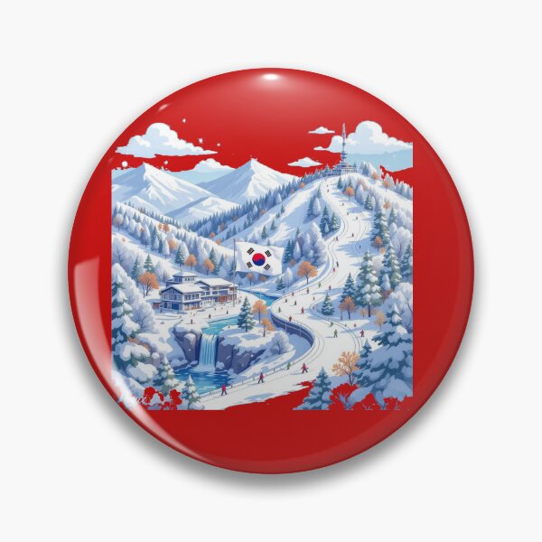 Item preview, Pyeongchang Ski Resort Panorama in Korea 3D Cute Sketch with skyers,  designed and sold by PaintMeWorld.