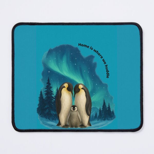 Item preview, Home Is Where We Huddle – Geometric Penguin Family Under Aurora designed and sold by GeoWild Designs.