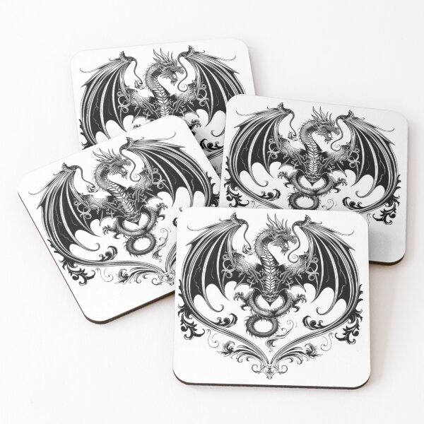 Item preview, Gothic Dragon with Ornamental Frame designed and sold by AlexLineArt.