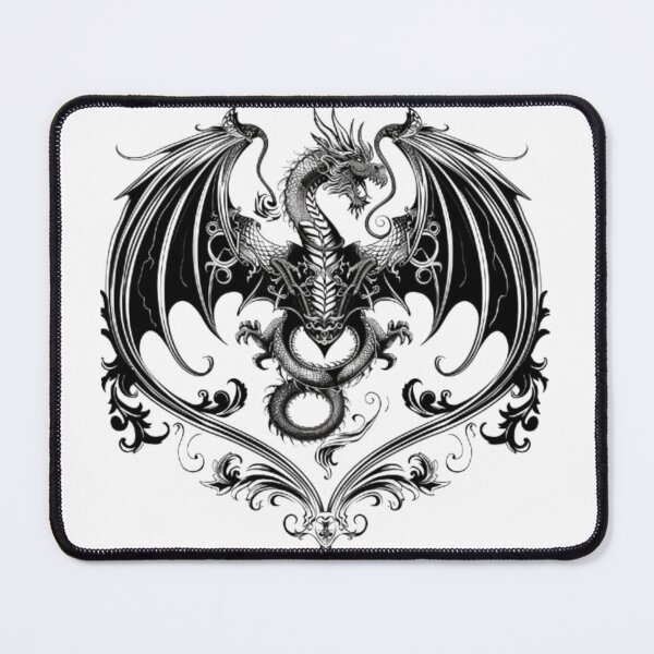 Item preview, Gothic Dragon with Ornamental Frame designed and sold by AlexLineArt.