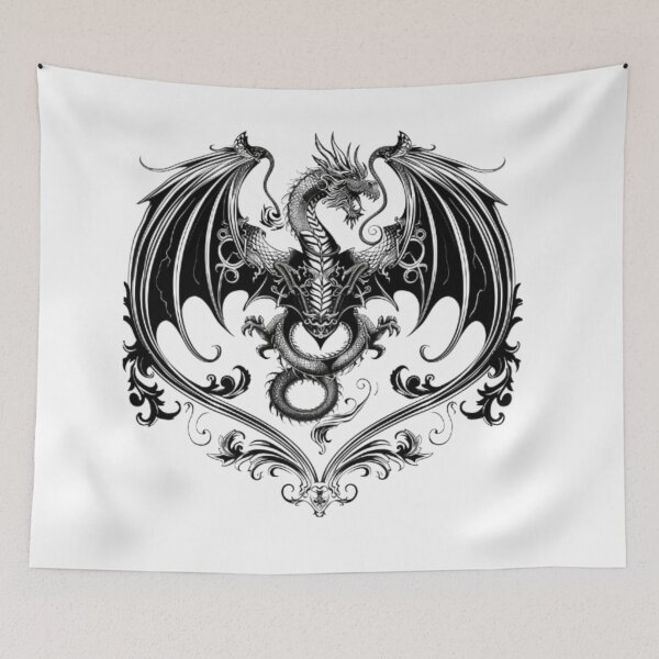 Item preview, Gothic Dragon with Ornamental Frame designed and sold by AlexLineArt.