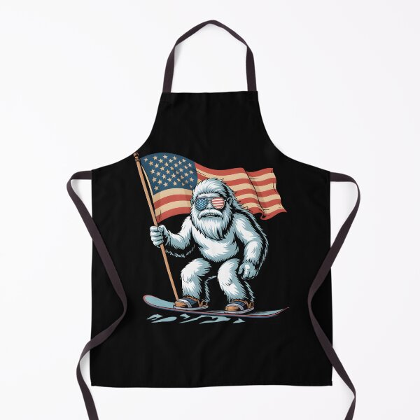 Item preview, Patriotic Snowboarding Yeti with American Flag USA Cool Bigfoot designed and sold by martindesignden.