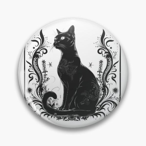 Item preview, Gothic Black Cat with Ornamental Frame designed and sold by AlexLineArt.