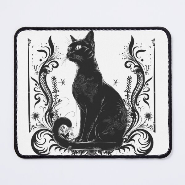 Item preview, Gothic Black Cat with Ornamental Frame designed and sold by AlexLineArt.
